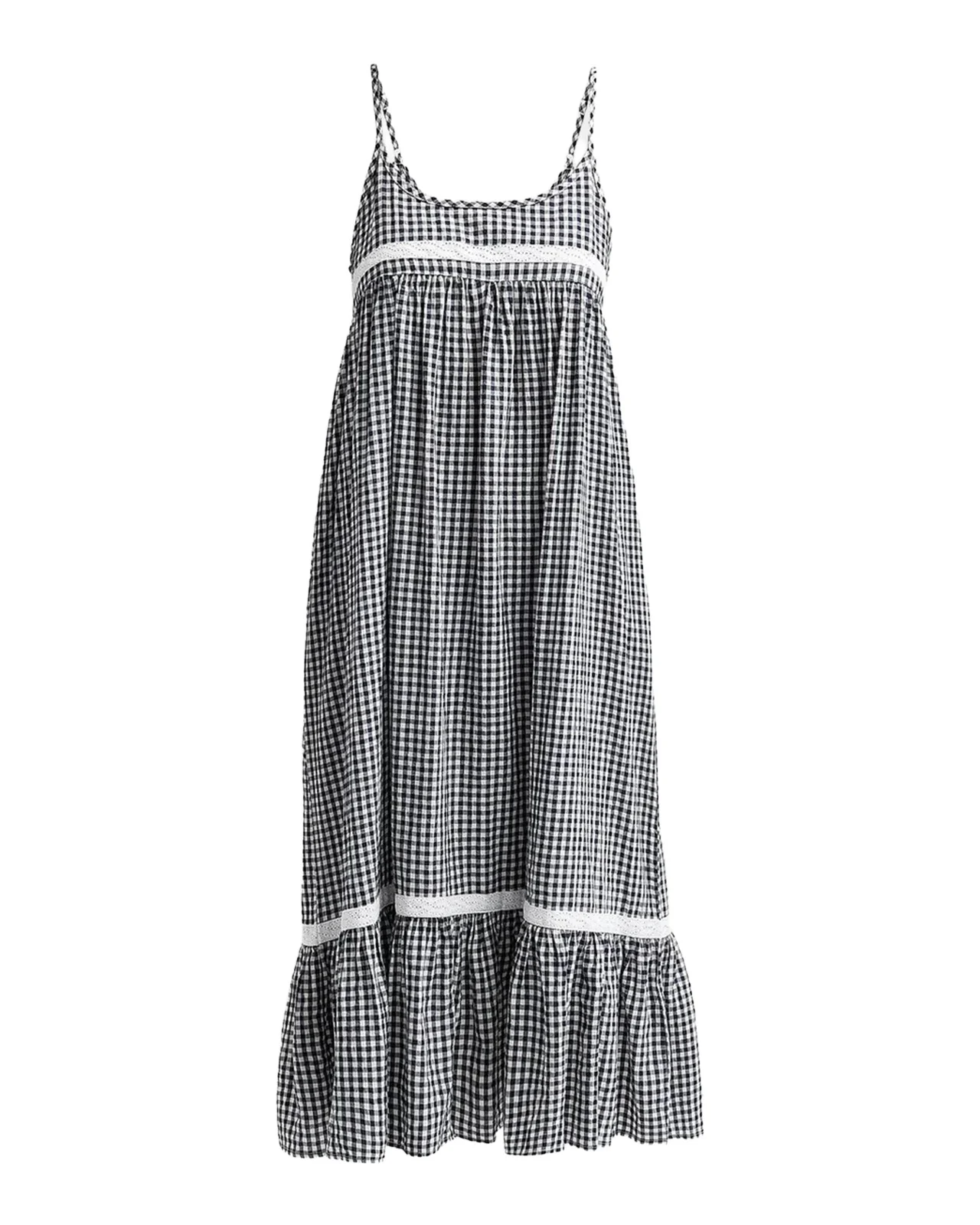 Papinelle Checked Lace-Trim Cotton-Blend Seersucker Nightie