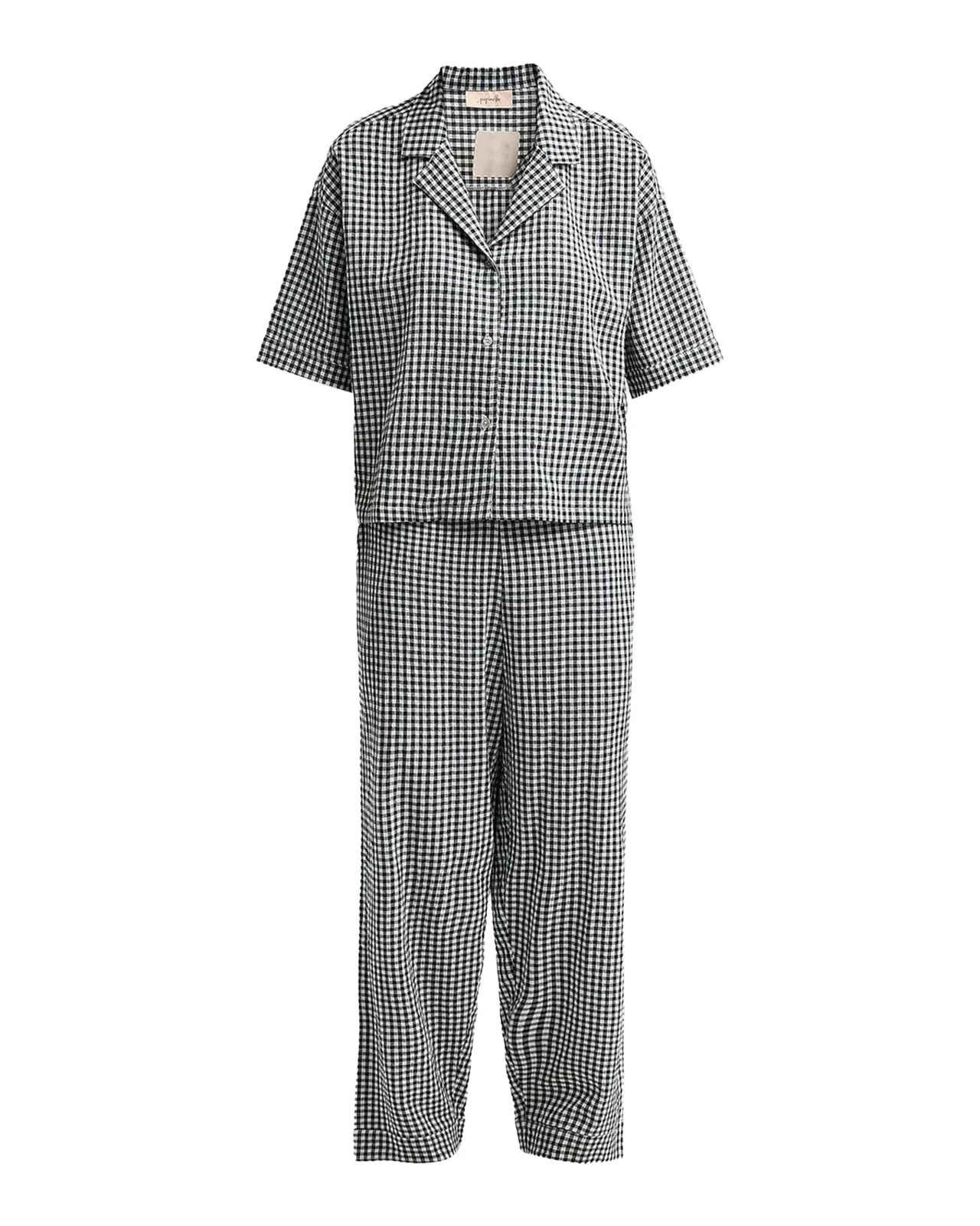 Papinelle Gingham Seersucker Cotton-Blend Pajamas