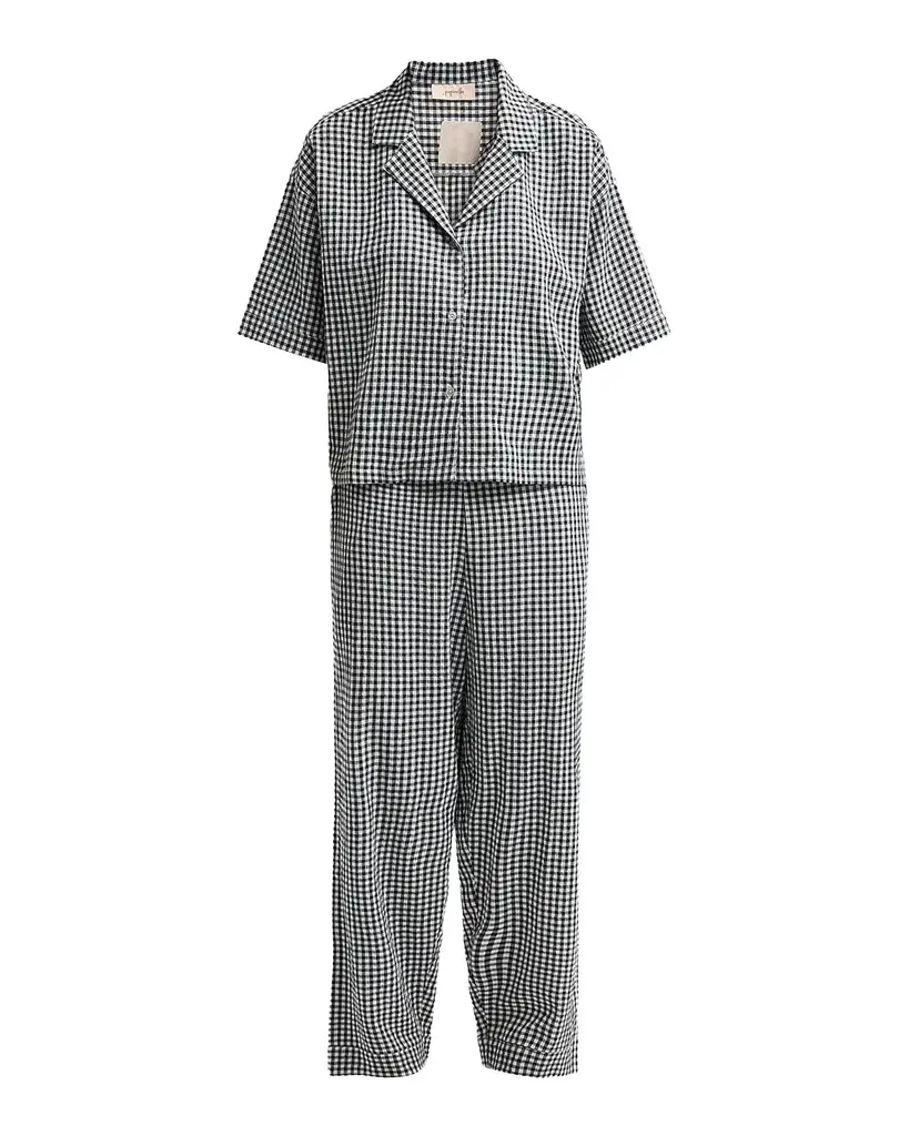Papinelle Gingham Seersucker Cotton-Blend Pajamas