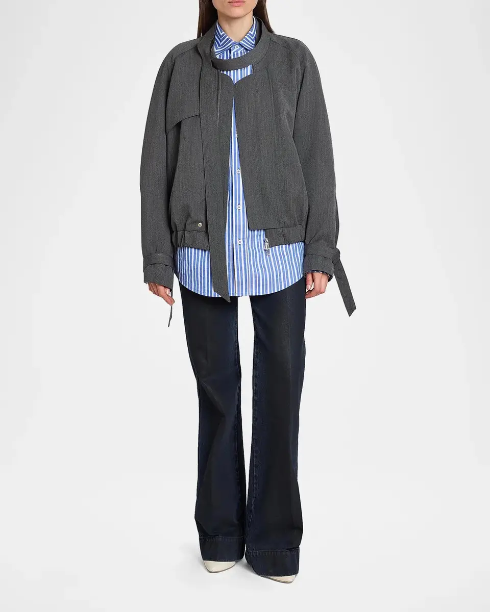 Victoria Beckham Scarf Virgin Wool Bomber Jacket | Thumbnail 2 Victoria Beckham Scarf Virgin Wool Bomber Jacket | Thumbnail 2