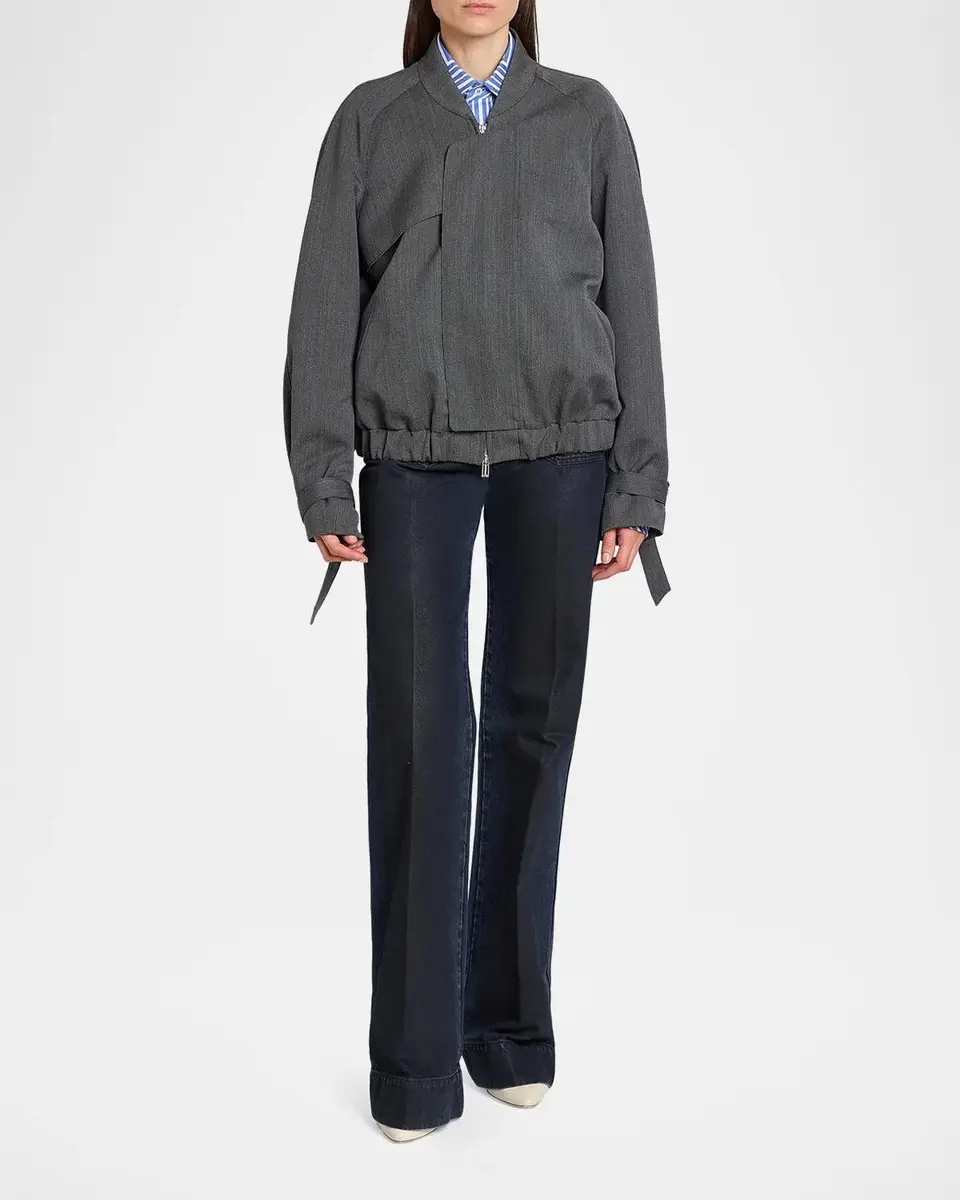 Victoria Beckham Scarf Virgin Wool Bomber Jacket | Thumbnail 5 Victoria Beckham Scarf Virgin Wool Bomber Jacket | Thumbnail 5