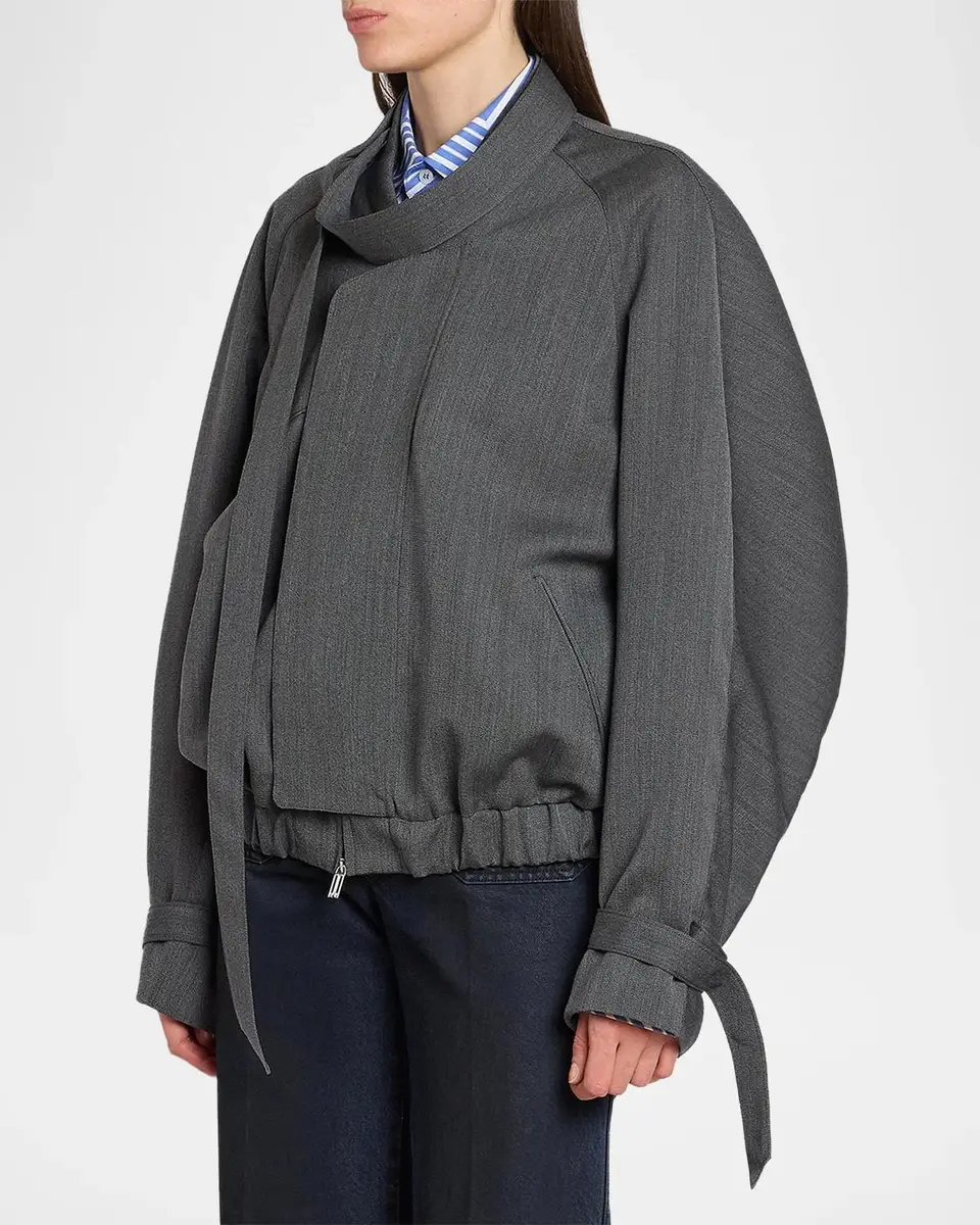Victoria Beckham Scarf Virgin Wool Bomber Jacket | Thumbnail 6 Victoria Beckham Scarf Virgin Wool Bomber Jacket | Thumbnail 6