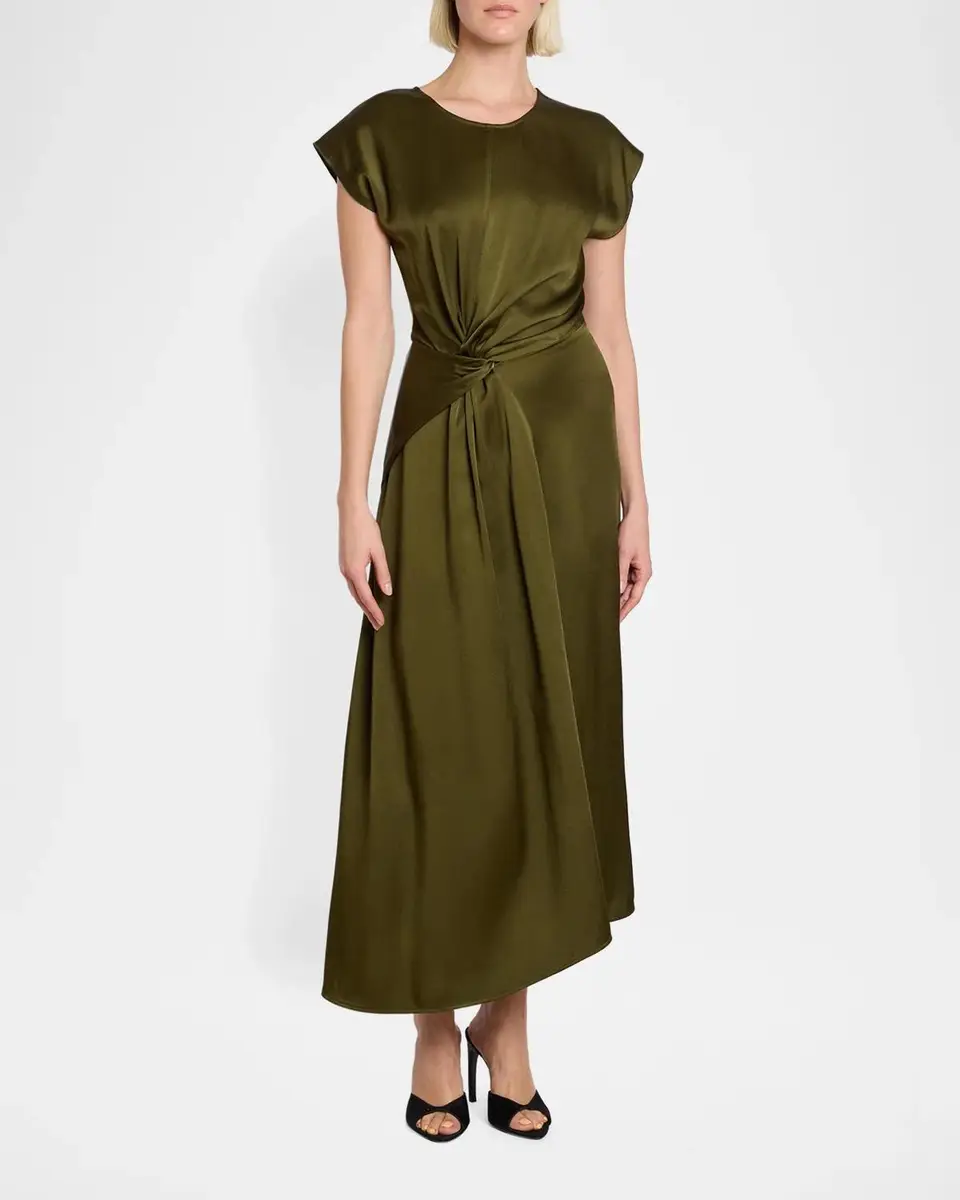 Victoria Beckham Aria Twist-Front Midi Dress | Thumbnail 2 Victoria Beckham Aria Twist-Front Midi Dress | Thumbnail 2