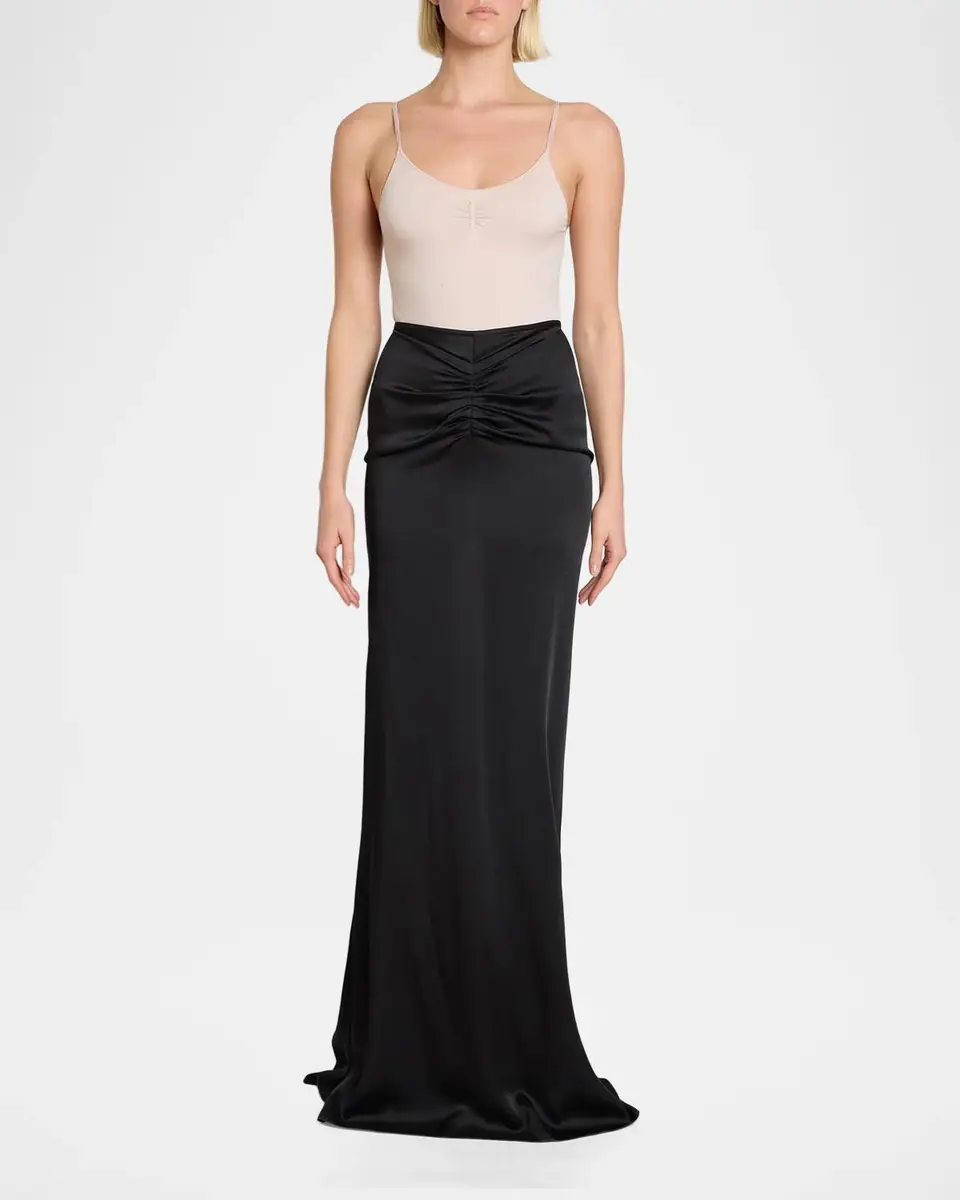 Victoria Beckham Isabella Satin Ruched Maxi Skirt | Thumbnail 2 Victoria Beckham Isabella Satin Ruched Maxi Skirt | Thumbnail 2