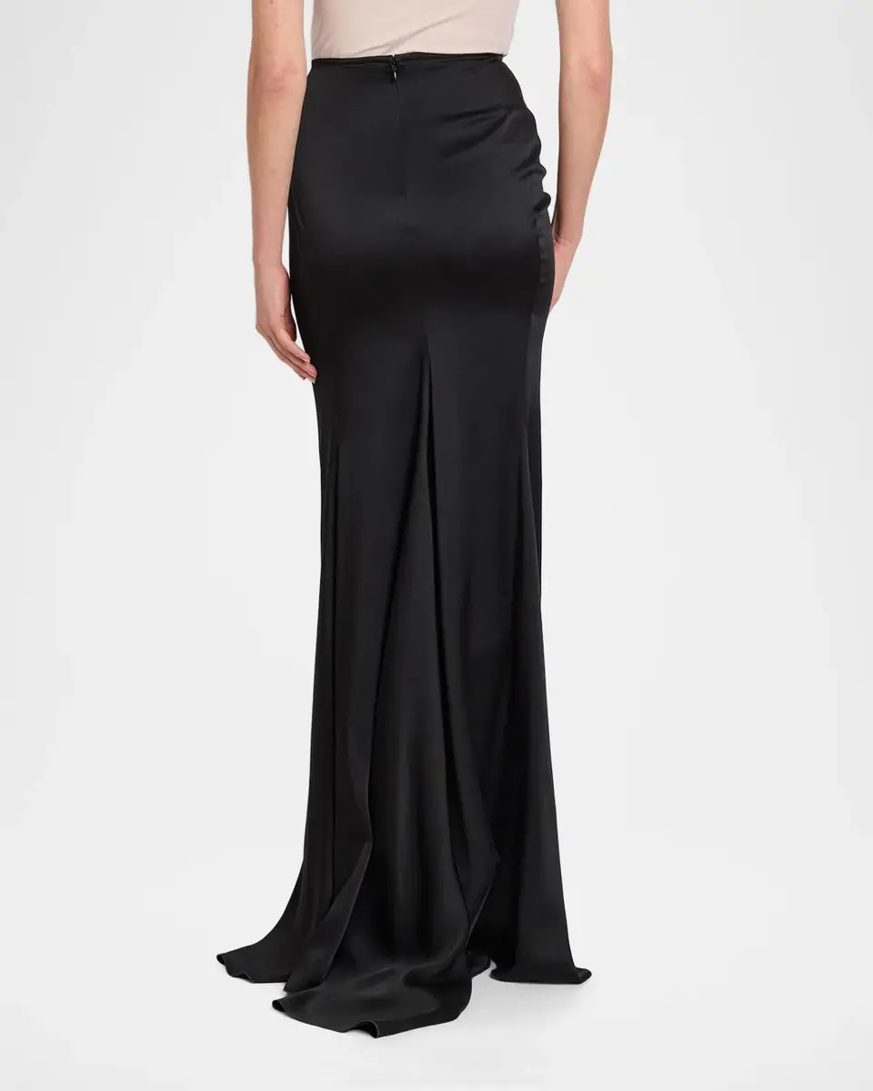 Victoria Beckham Isabella Satin Ruched Maxi Skirt | Thumbnail 3 Victoria Beckham Isabella Satin Ruched Maxi Skirt | Thumbnail 3