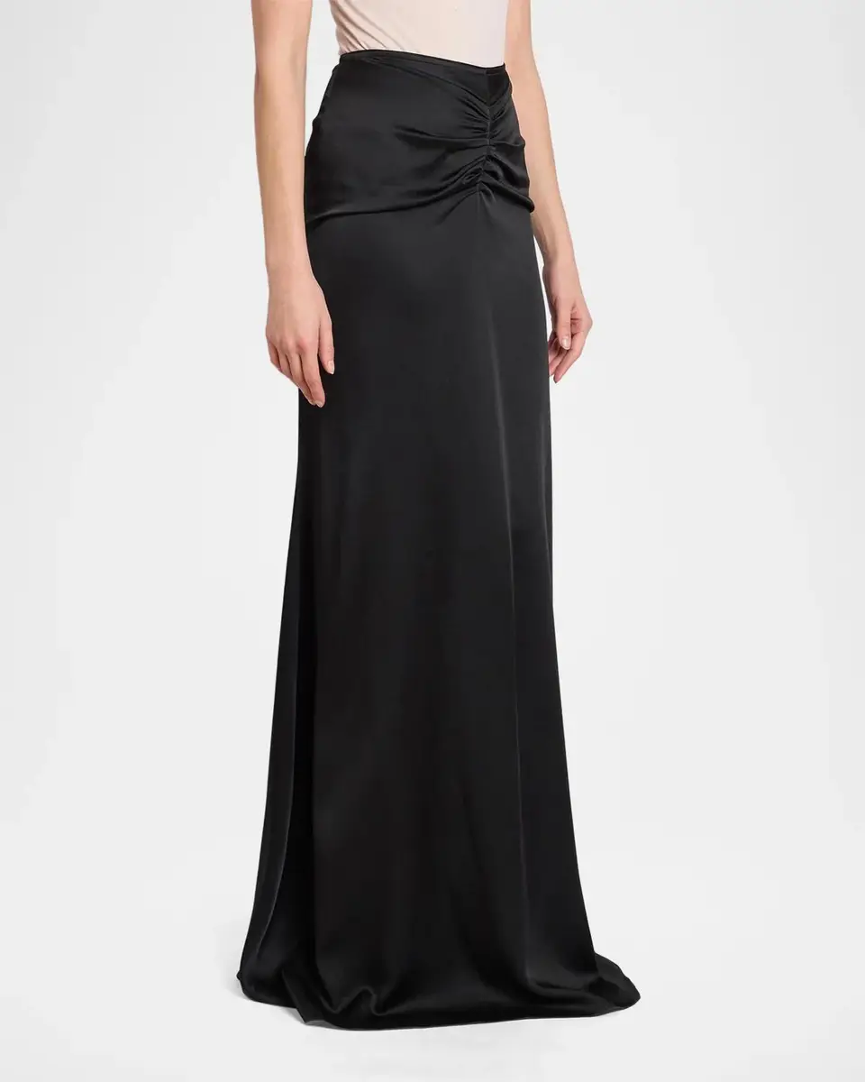 Victoria Beckham Isabella Satin Ruched Maxi Skirt | Thumbnail 4 Victoria Beckham Isabella Satin Ruched Maxi Skirt | Thumbnail 4