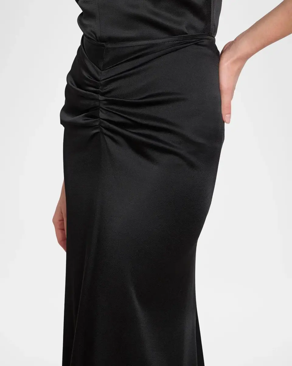 Victoria Beckham Isabella Satin Ruched Maxi Skirt | Thumbnail 5 Victoria Beckham Isabella Satin Ruched Maxi Skirt | Thumbnail 5