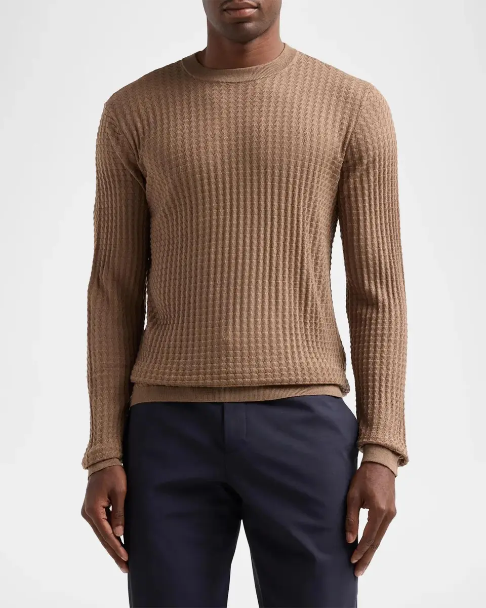 Emporio Armani Fancy Stitch Textured Triangle Sweater | Thumbnail 4