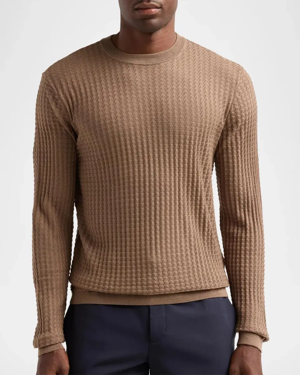 Emporio Armani Fancy Stitch Textured Triangle Sweater | Thumbnail 5