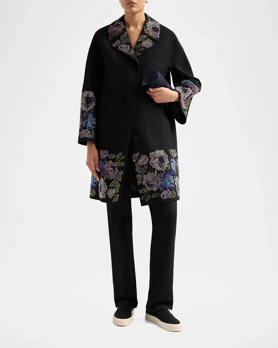 Libertine Mosaic Floral Embellished Wool Patch-Pocket Coat | Thumbnail 2 Libertine Mosaic Floral Embellished Wool Patch-Pocket Coat | Thumbnail 2