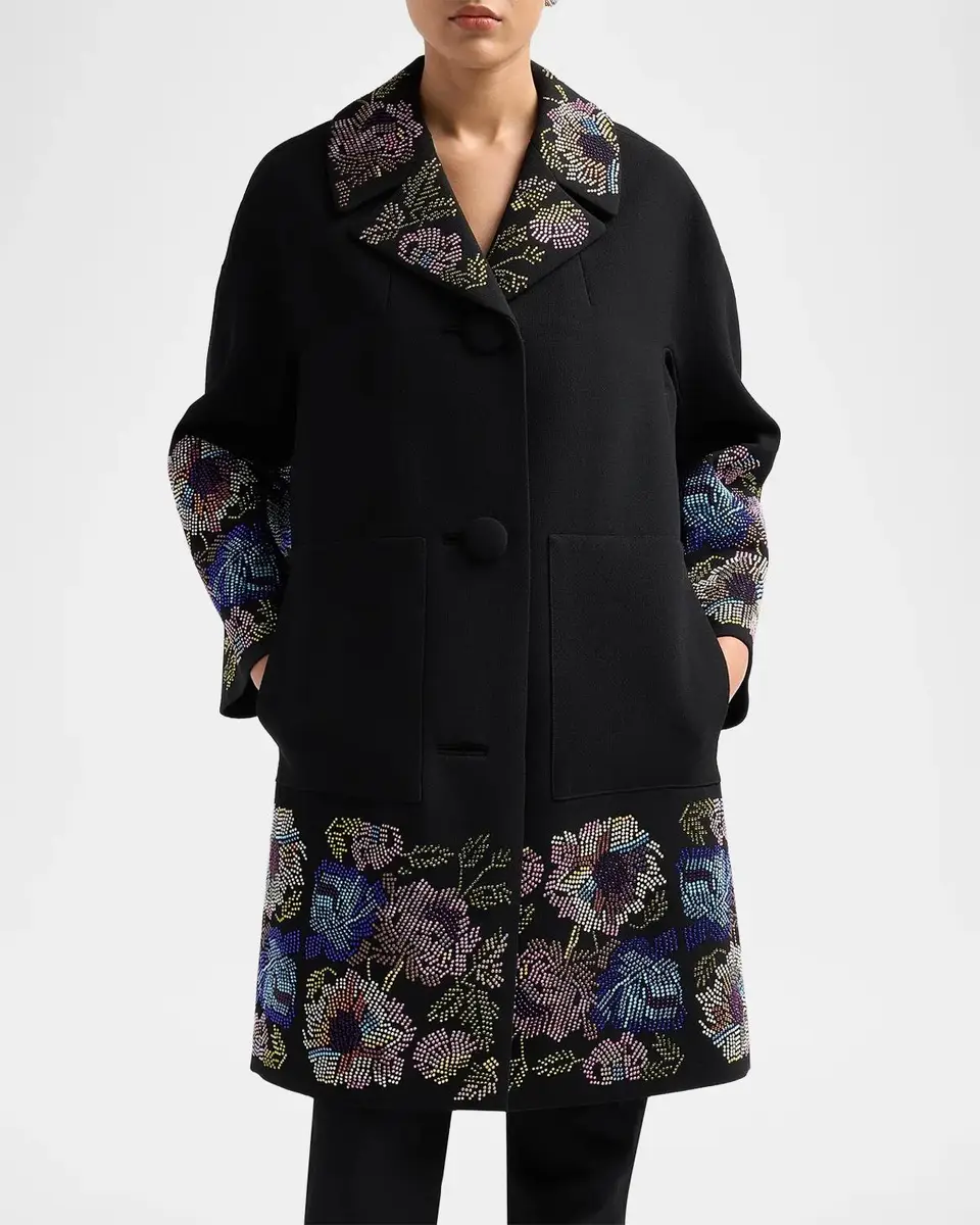 Libertine Mosaic Floral Embellished Wool Patch-Pocket Coat | Thumbnail 4 Libertine Mosaic Floral Embellished Wool Patch-Pocket Coat | Thumbnail 4