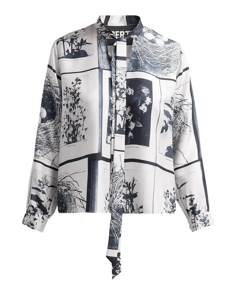 Libertine Nest Babe Paley Silk Neck-Tie Blouse