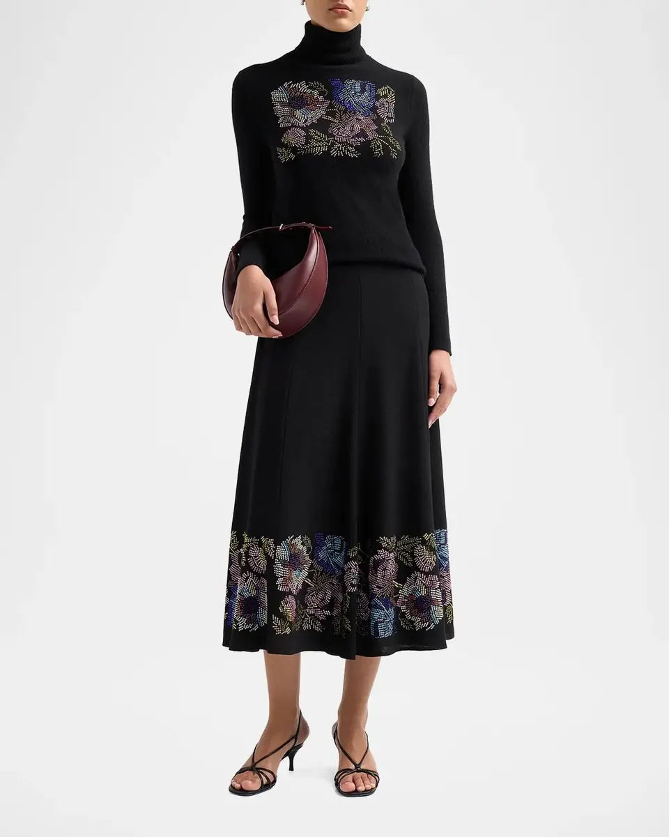Libertine Mosaic Floral Embellished Cashmere Turtleneck Sweater | Thumbnail 2 Libertine Mosaic Floral Embellished Cashmere Turtleneck Sweater | Thumbnail 2