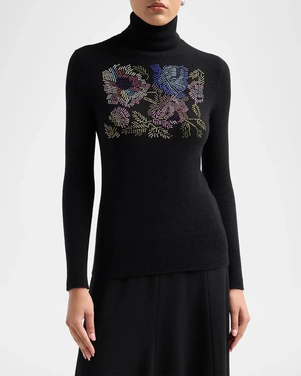 Libertine Mosaic Floral Embellished Cashmere Turtleneck Sweater | Thumbnail 4 Libertine Mosaic Floral Embellished Cashmere Turtleneck Sweater | Thumbnail 4