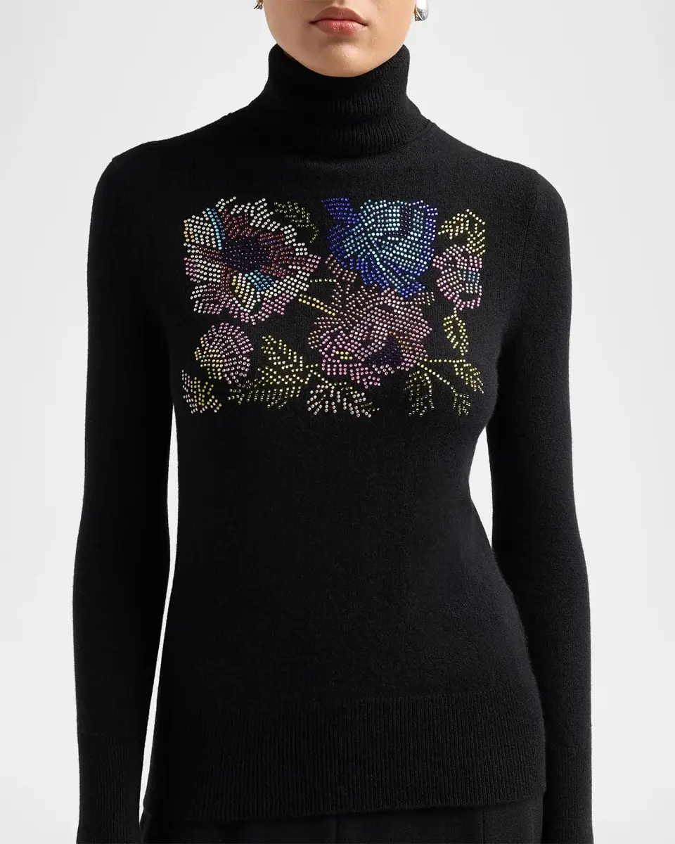 Libertine Mosaic Floral Embellished Cashmere Turtleneck Sweater | Thumbnail 5 Libertine Mosaic Floral Embellished Cashmere Turtleneck Sweater | Thumbnail 5