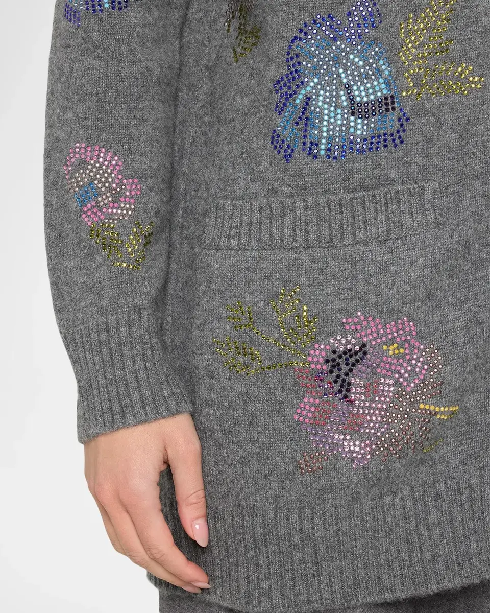 Libertine Mosaic Floral Embellished Cashmere V-Neck Cardigan | Thumbnail 5 Libertine Mosaic Floral Embellished Cashmere V-Neck Cardigan | Thumbnail 5
