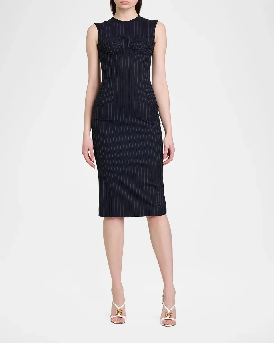 Dolce & Gabbana Pinstriped Stretch-Virgin Wool Bustier Dress | Thumbnail 2 Dolce & Gabbana Pinstriped Stretch-Virgin Wool Bustier Dress | Thumbnail 2