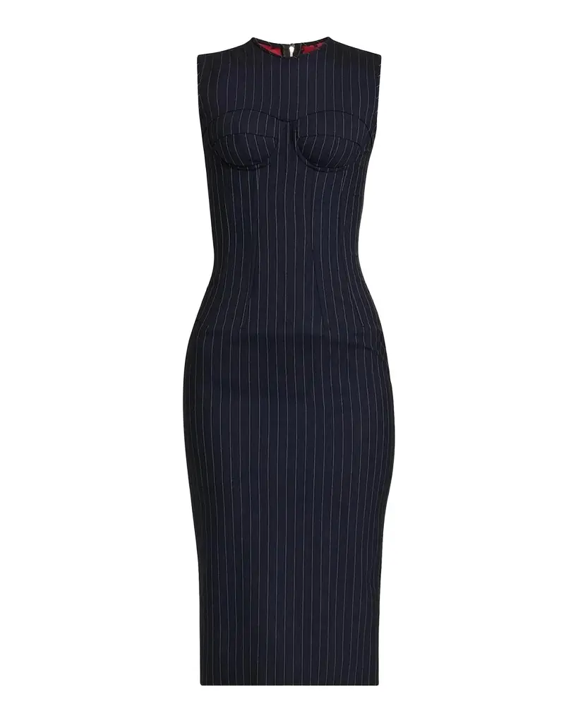 Pinstriped Stretch-Virgin Wool Bustier Dress Pinstriped Stretch-Virgin Wool Bustier Dress