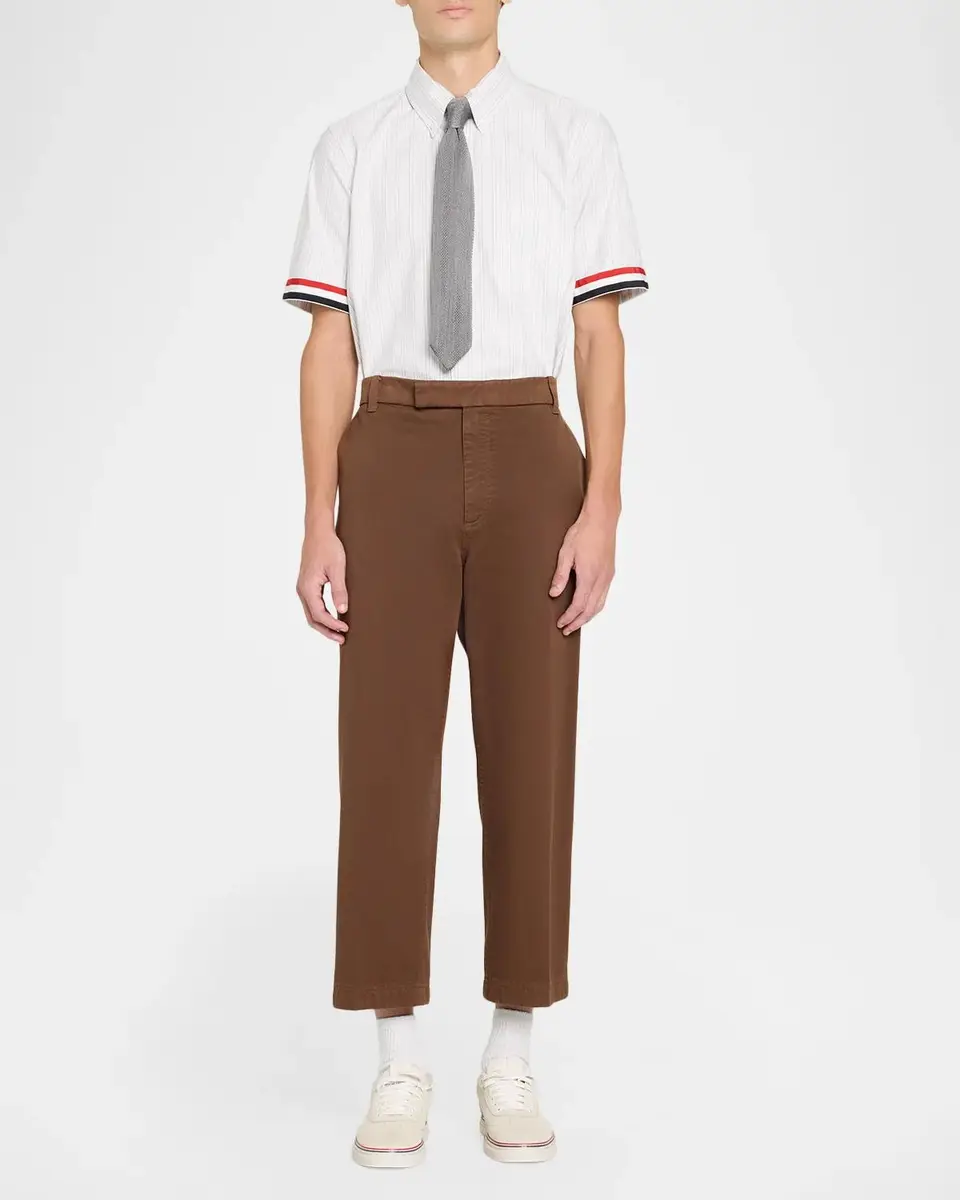 Thom Browne Men's Straight-Fit Stripe Oxford Short-Sleeve Shirt | Thumbnail 2 Thom Browne Men's Straight-Fit Stripe Oxford Short-Sleeve Shirt | Thumbnail 2