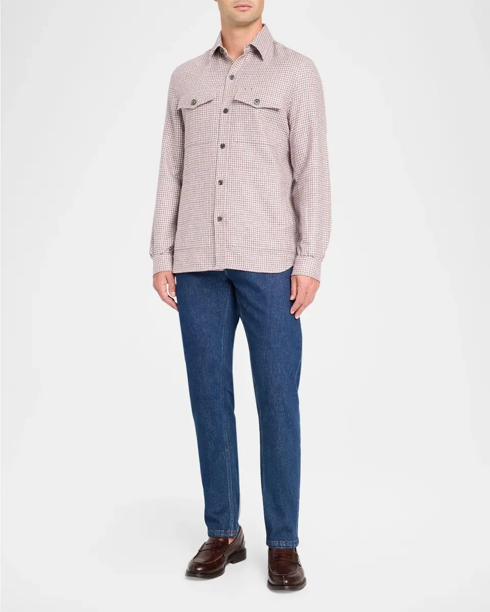 Isaia Men's Wool Check Overshirt | Thumbnail 2 Isaia Men's Wool Check Overshirt | Thumbnail 2