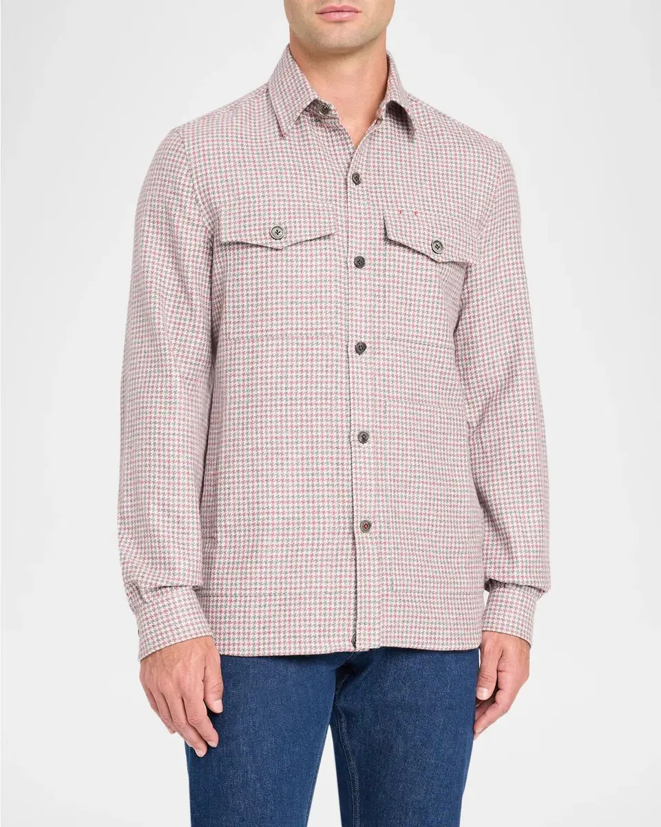 Isaia Men's Wool Check Overshirt | Thumbnail 4 Isaia Men's Wool Check Overshirt | Thumbnail 4