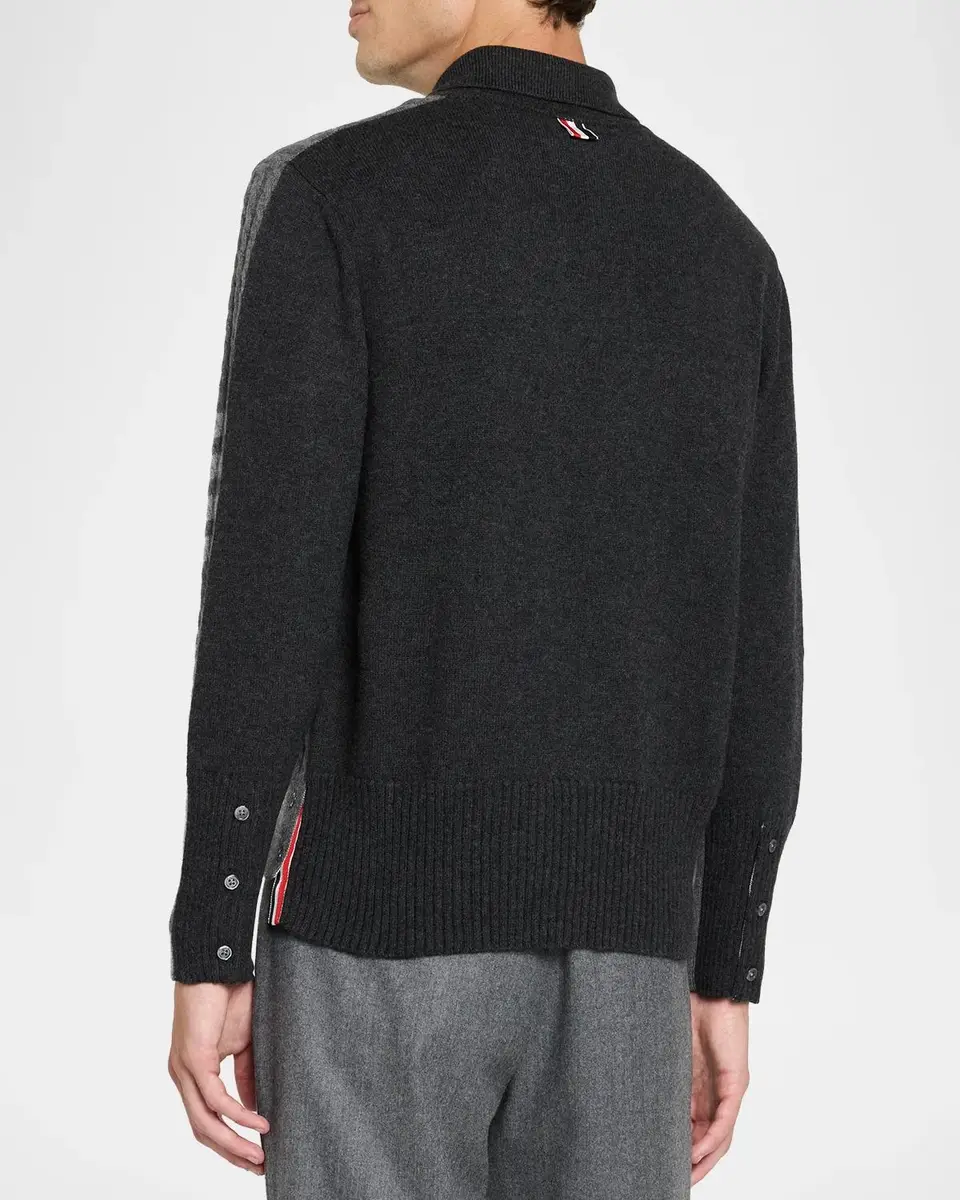 Thom Browne Men's Wool 4-Bar Cable Polo Sweater | Thumbnail 3 Thom Browne Men's Wool 4-Bar Cable Polo Sweater | Thumbnail 3
