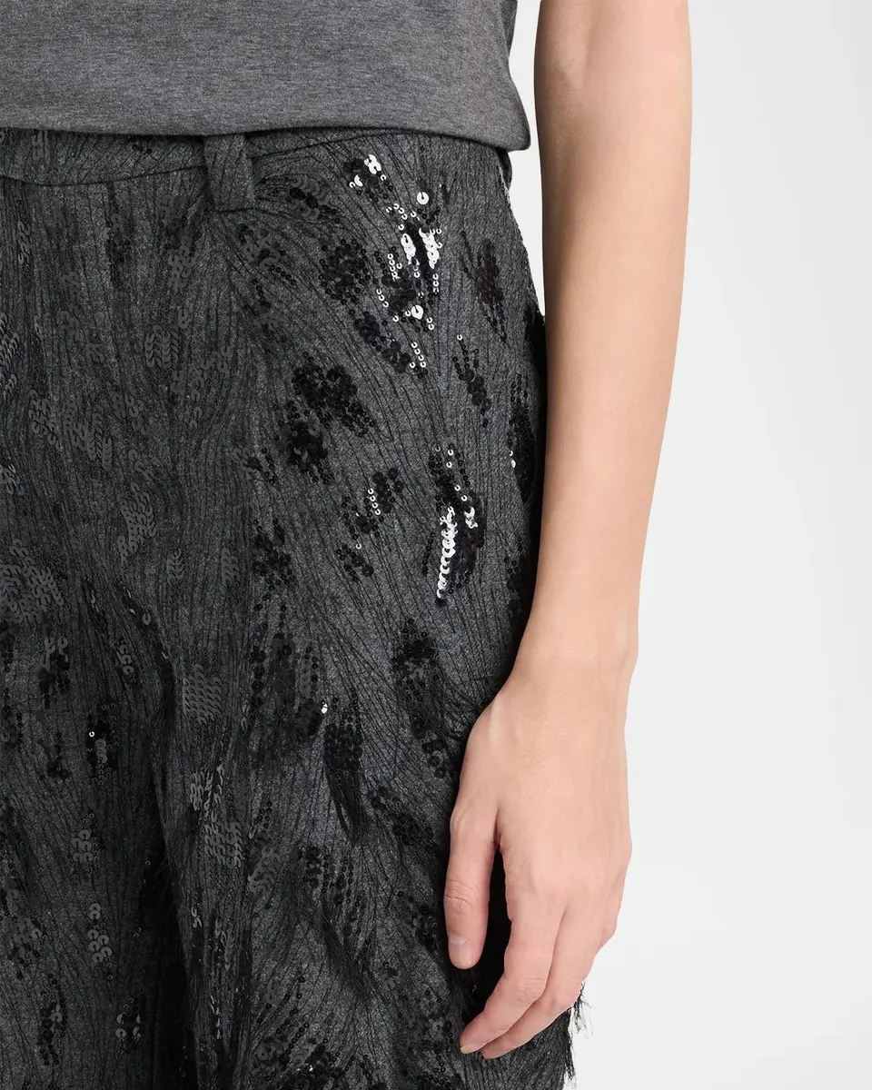 Brunello Cucinelli Animalier Sequined Fringe Wool-Cashmere Wide-Leg Trousers | Thumbnail 5 Brunello Cucinelli Animalier Sequined Fringe Wool-Cashmere Wide-Leg Trousers | Thumbnail 5