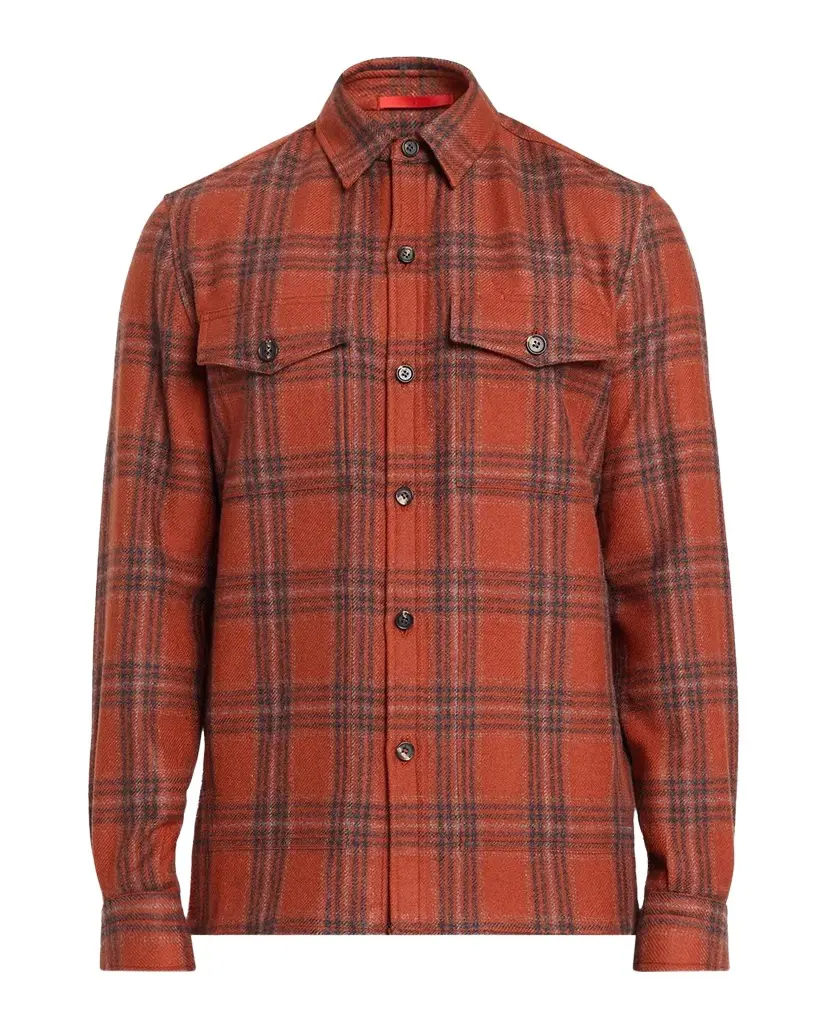 Isaia Men's Wool Plaid Overshirt