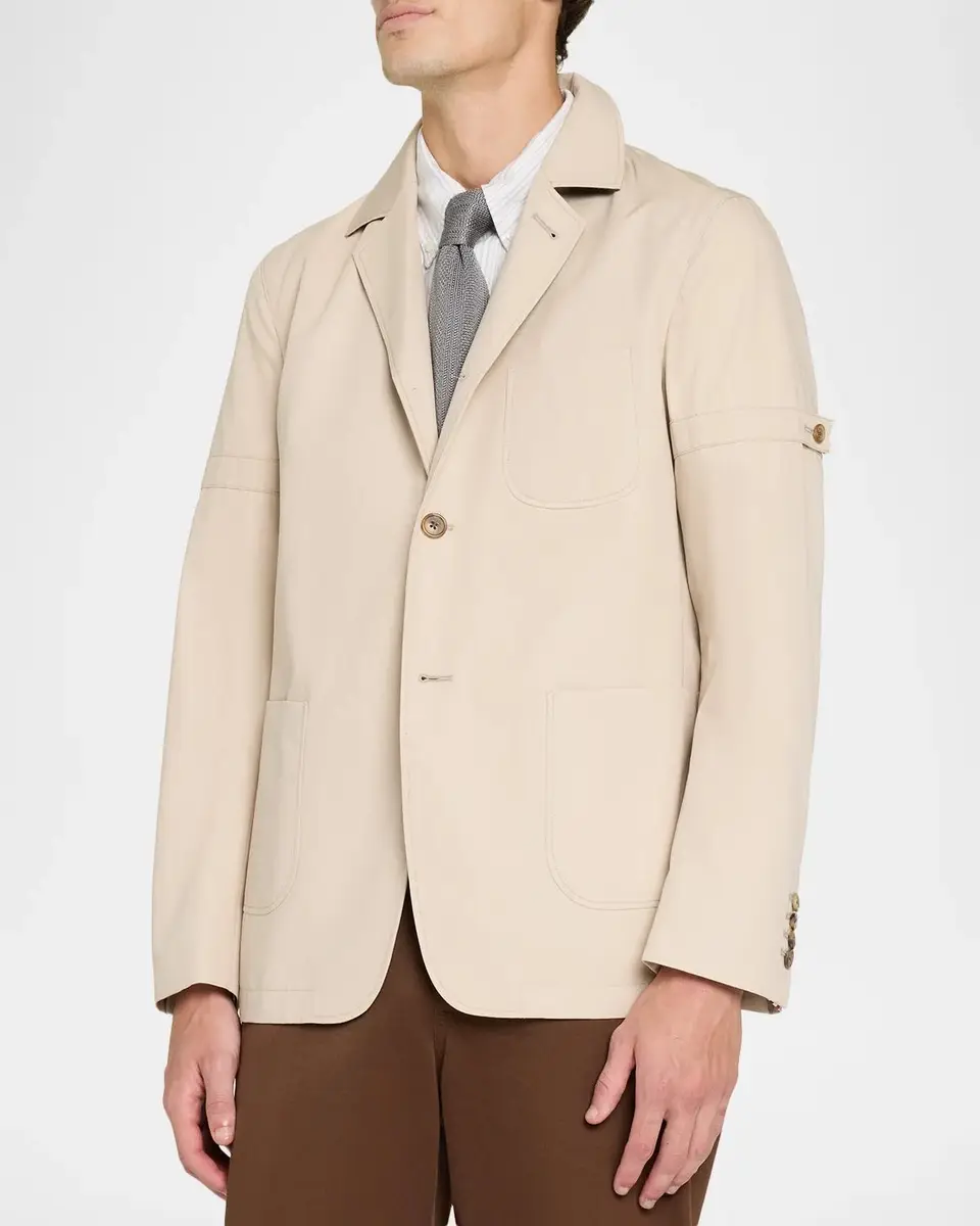 Thom Browne Men's Unconstructed Cotton Three-Button Blazer | Thumbnail 4 Thom Browne Men's Unconstructed Cotton Three-Button Blazer | Thumbnail 4