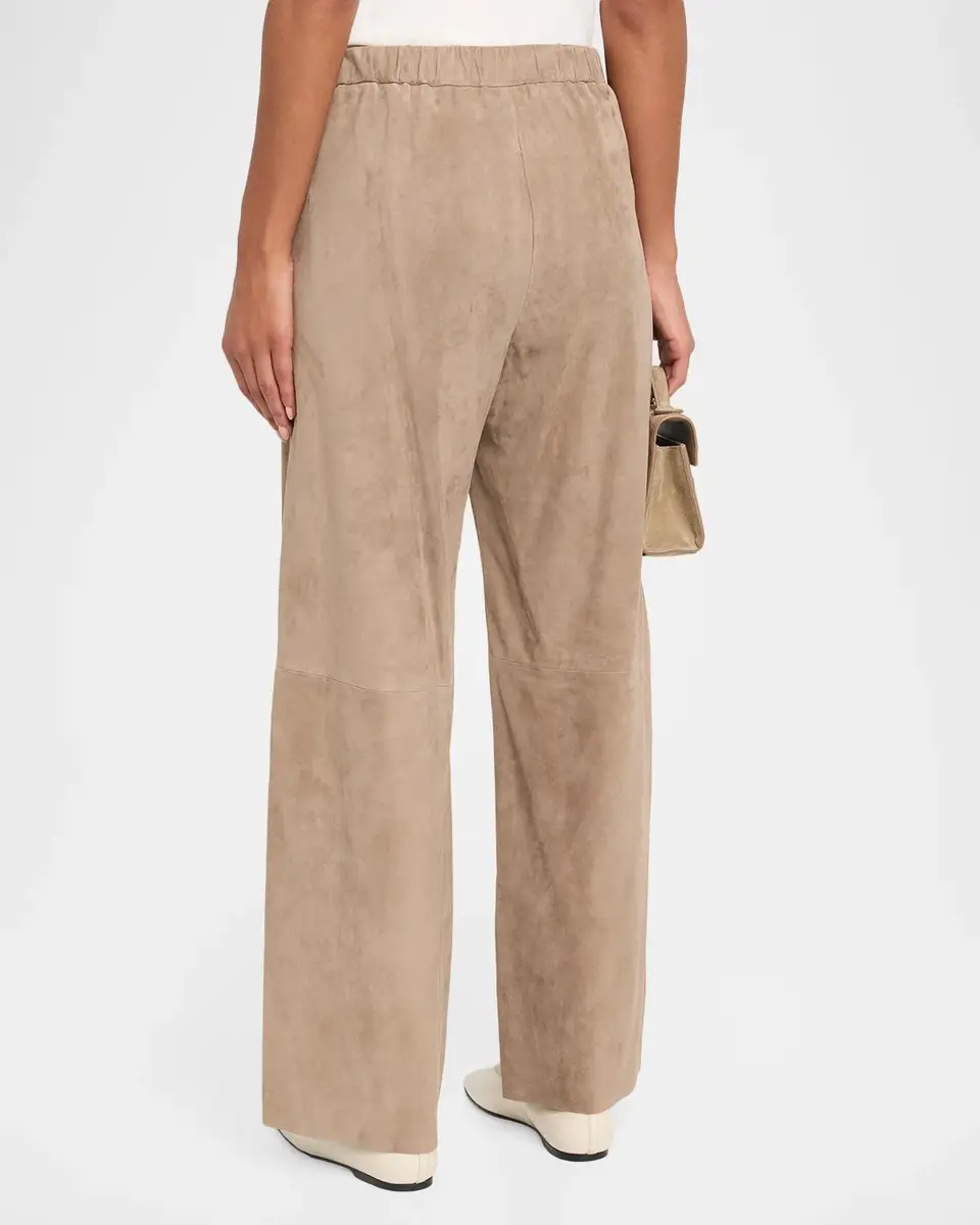 Max Mara Suede Straight-Leg Drawstring Pants | Thumbnail 3