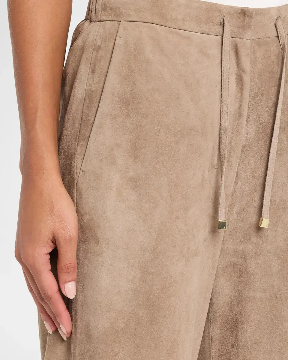 Max Mara Suede Straight-Leg Drawstring Pants | Thumbnail 5