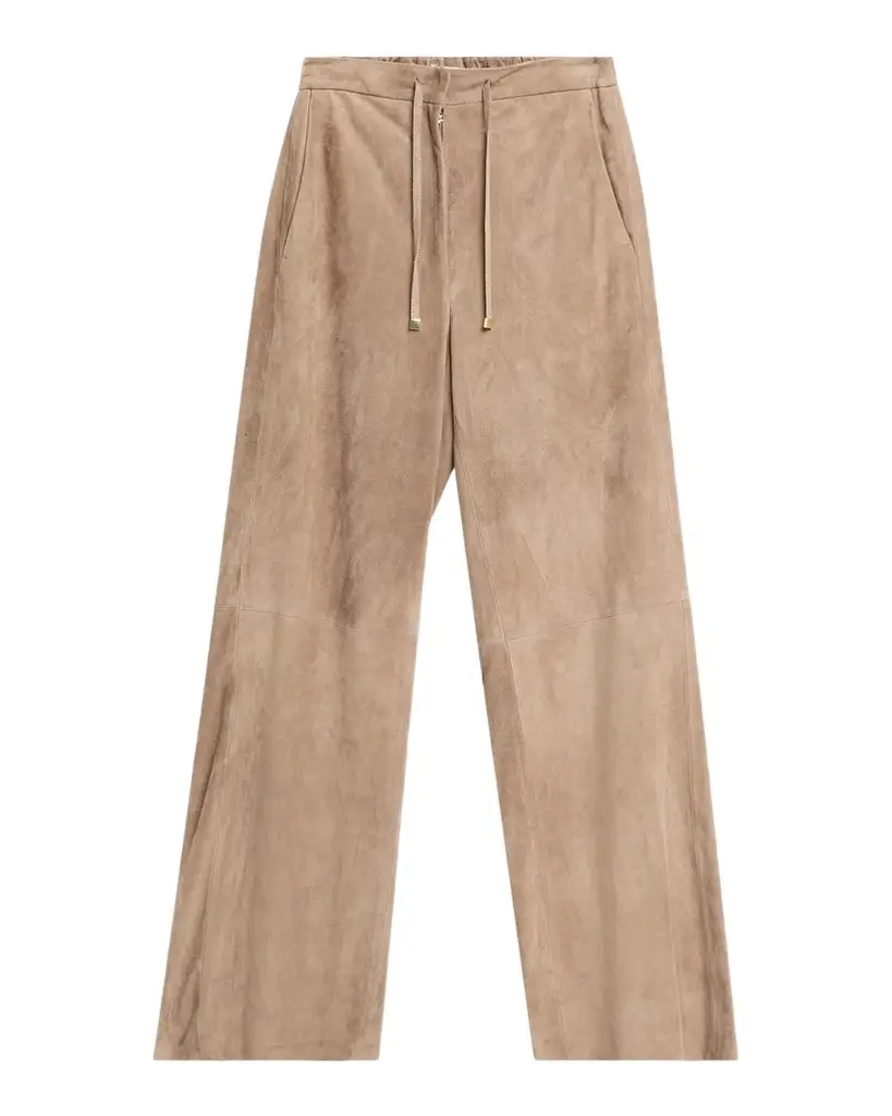 Max Mara Suede Straight-Leg Drawstring Pants