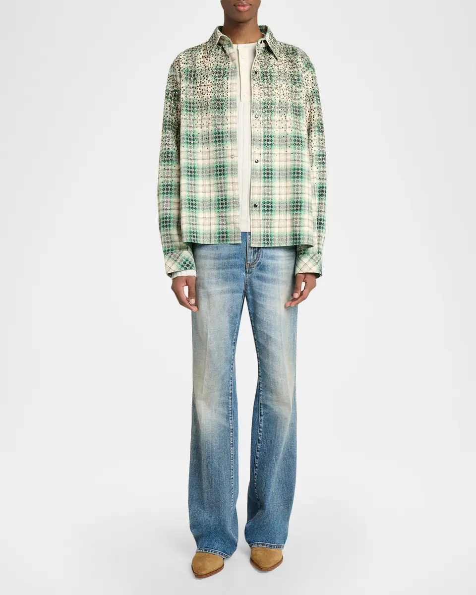 AMIRI Men's MA Plaid Crystal Western Overshirt | Thumbnail 2 AMIRI Men's MA Plaid Crystal Western Overshirt | Thumbnail 2