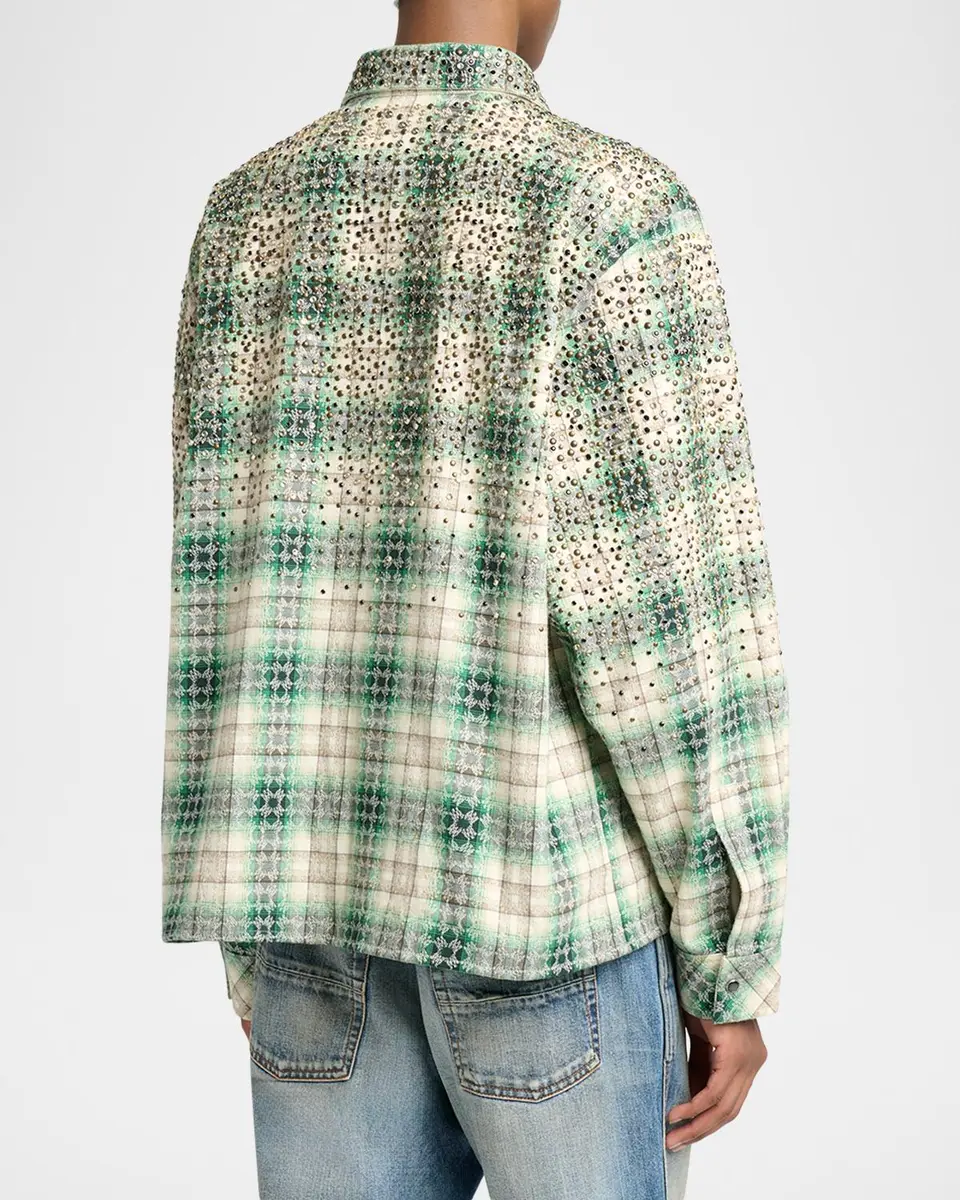 AMIRI Men's MA Plaid Crystal Western Overshirt | Thumbnail 3 AMIRI Men's MA Plaid Crystal Western Overshirt | Thumbnail 3
