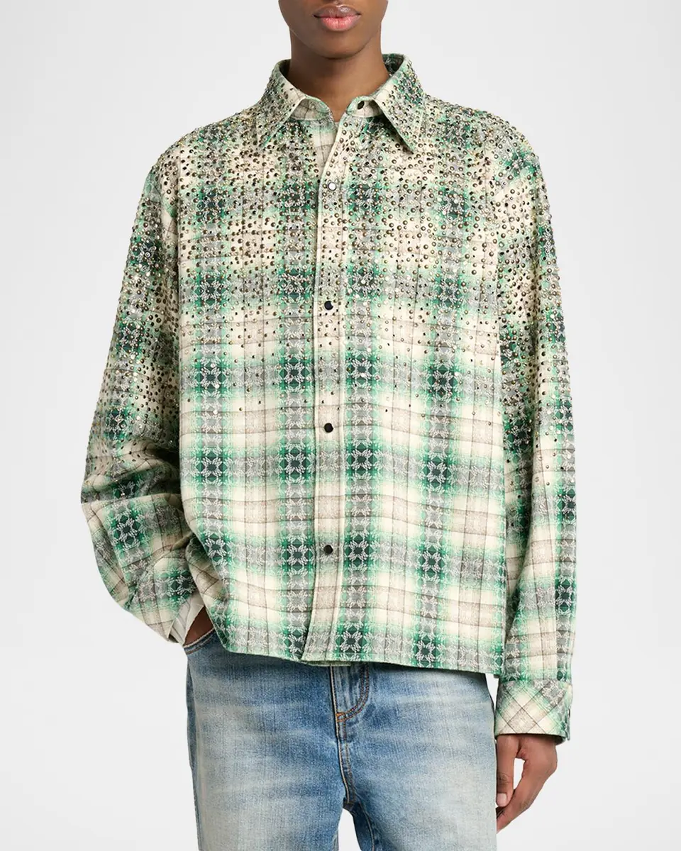 AMIRI Men's MA Plaid Crystal Western Overshirt | Thumbnail 4 AMIRI Men's MA Plaid Crystal Western Overshirt | Thumbnail 4