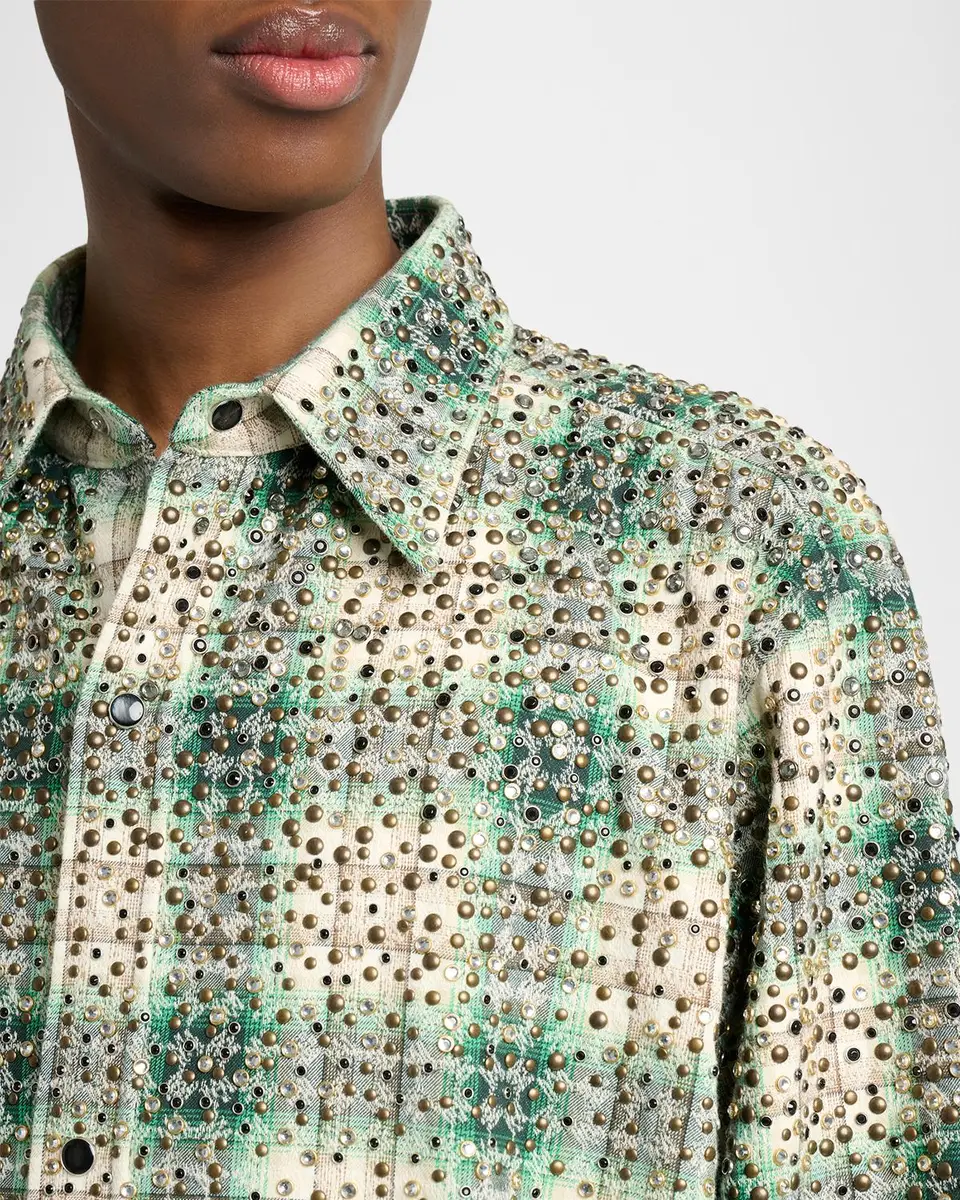 AMIRI Men's MA Plaid Crystal Western Overshirt | Thumbnail 5 AMIRI Men's MA Plaid Crystal Western Overshirt | Thumbnail 5