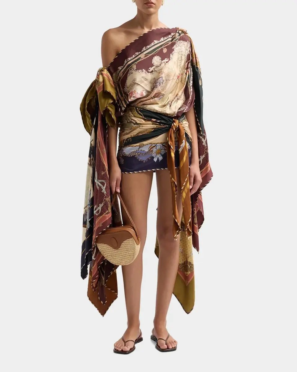 Zimmermann Valiant Printed Silk Draped Scarf Mini Dress | Thumbnail 2 Zimmermann Valiant Printed Silk Draped Scarf Mini Dress | Thumbnail 2