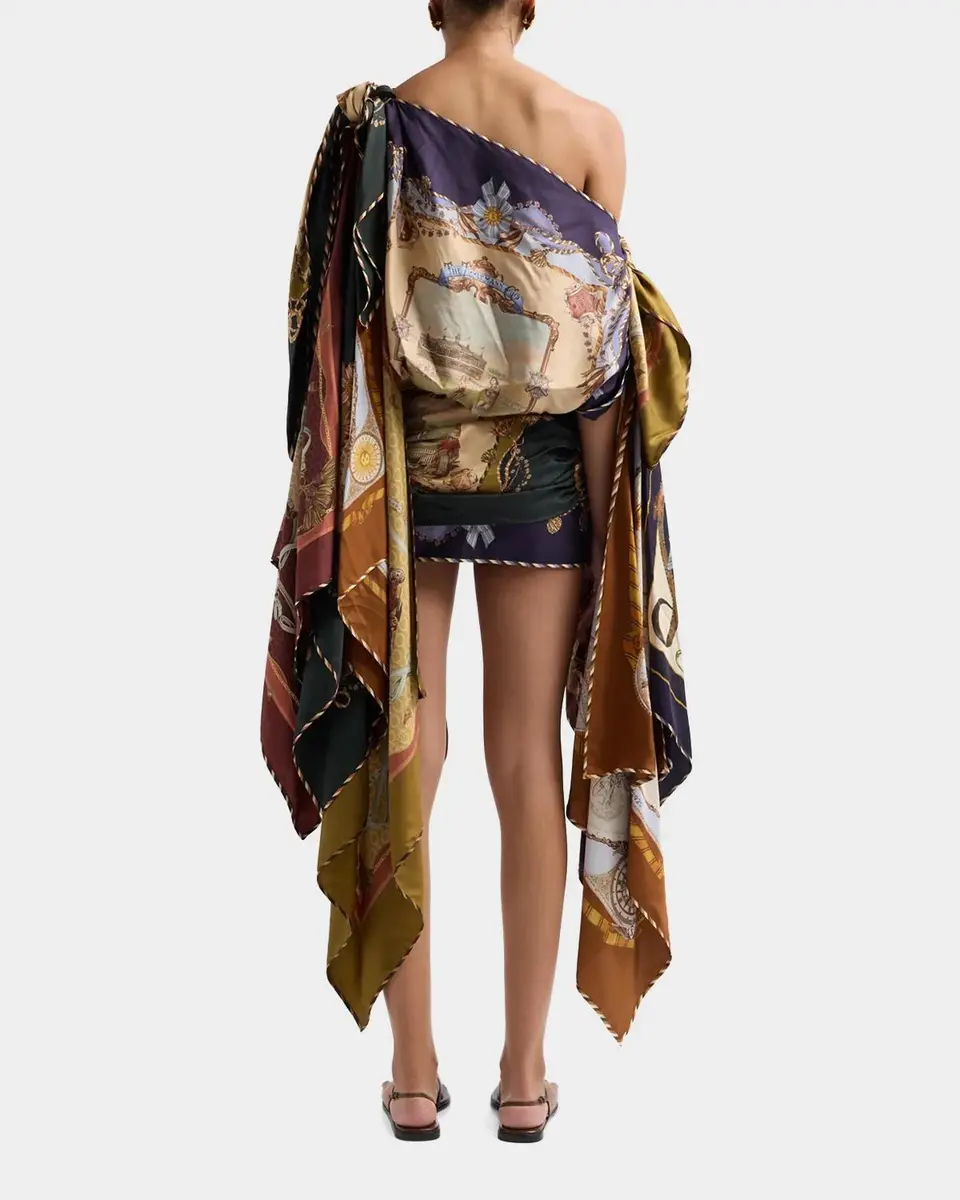 Zimmermann Valiant Printed Silk Draped Scarf Mini Dress | Thumbnail 4 Zimmermann Valiant Printed Silk Draped Scarf Mini Dress | Thumbnail 4