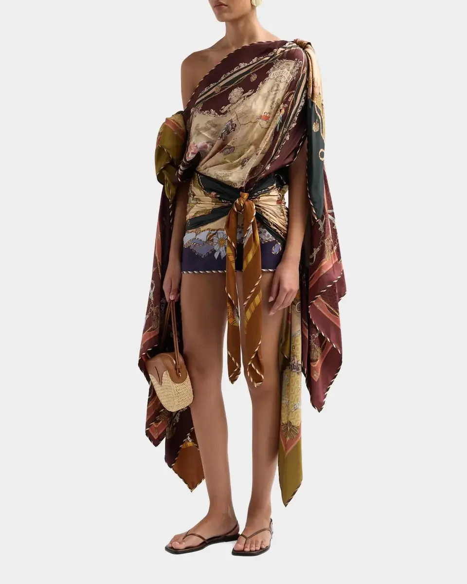 Zimmermann Valiant Printed Silk Draped Scarf Mini Dress | Thumbnail 5 Zimmermann Valiant Printed Silk Draped Scarf Mini Dress | Thumbnail 5