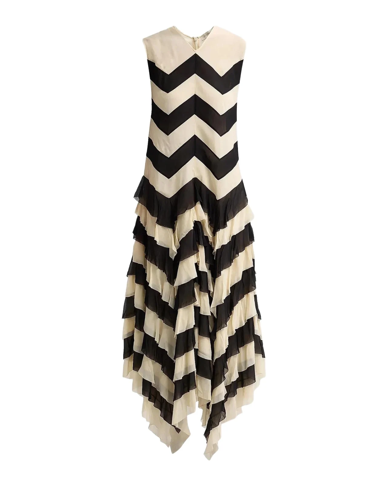 Ascent Chevron Ruffled Maxi Dress