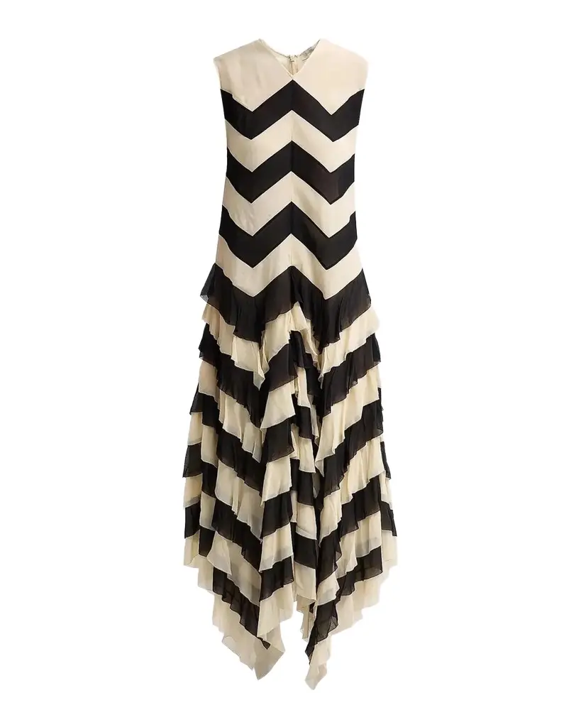 Ascent Chevron Ruffled Maxi Dress Ascent Chevron Ruffled Maxi Dress
