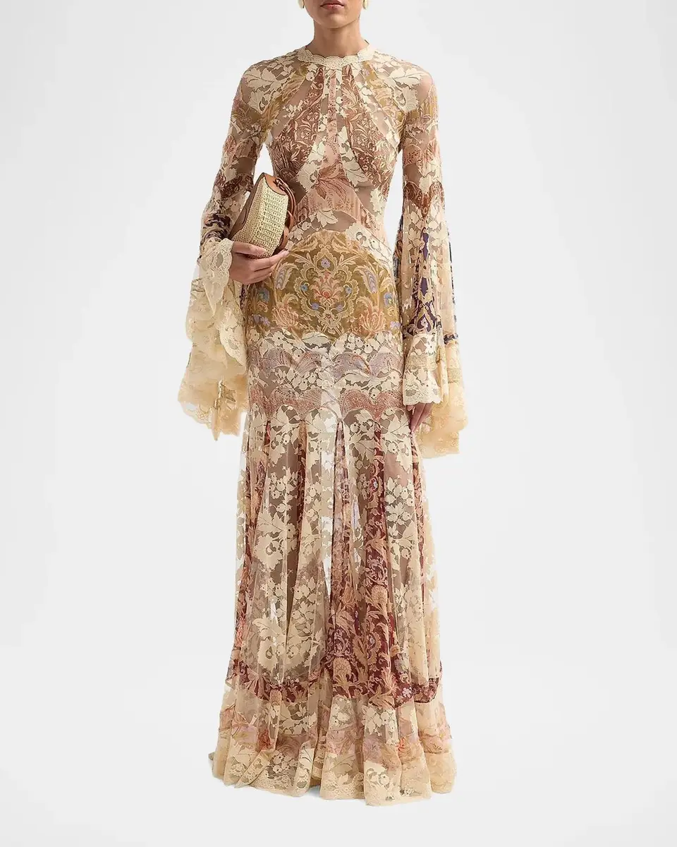 Zimmermann Valiant Floral Silk Patchwork Gown | Thumbnail 2