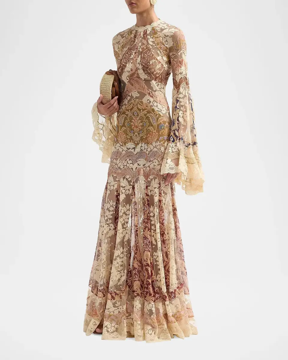 Zimmermann Valiant Floral Silk Patchwork Gown | Thumbnail 4