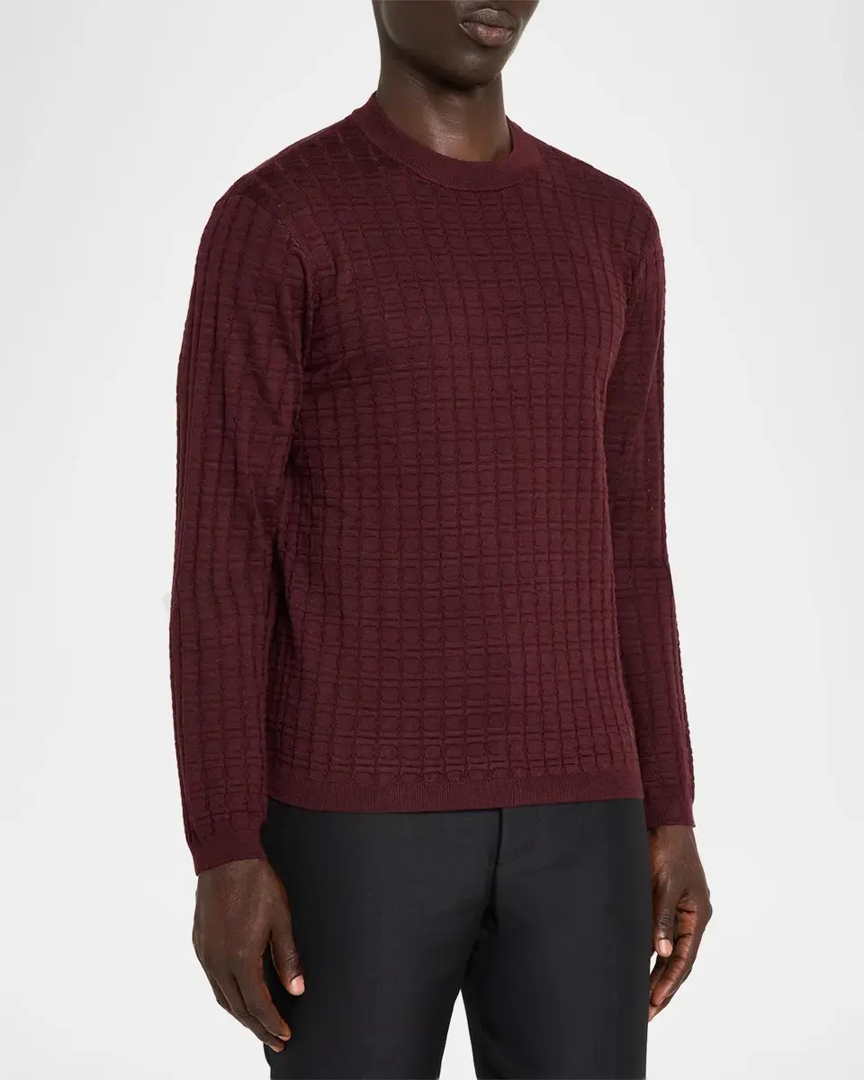 Giorgio Armani Men's Geometric-Textured Crewneck Sweater | Thumbnail 4 Giorgio Armani Men's Geometric-Textured Crewneck Sweater | Thumbnail 4