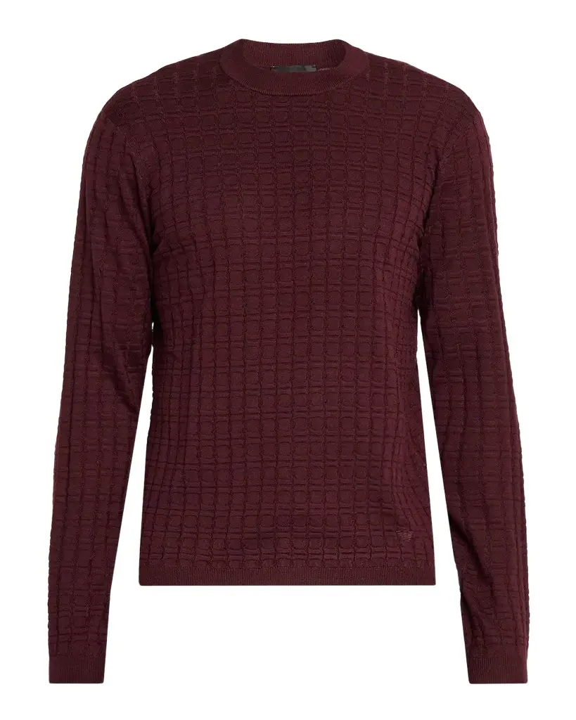 Giorgio Armani Men's Geometric-Textured Crewneck Sweater