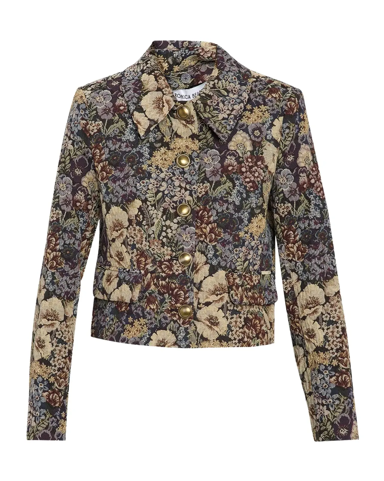 Veronica Beard Mabel Floral Tapestry Brocade Cropped Jacket
