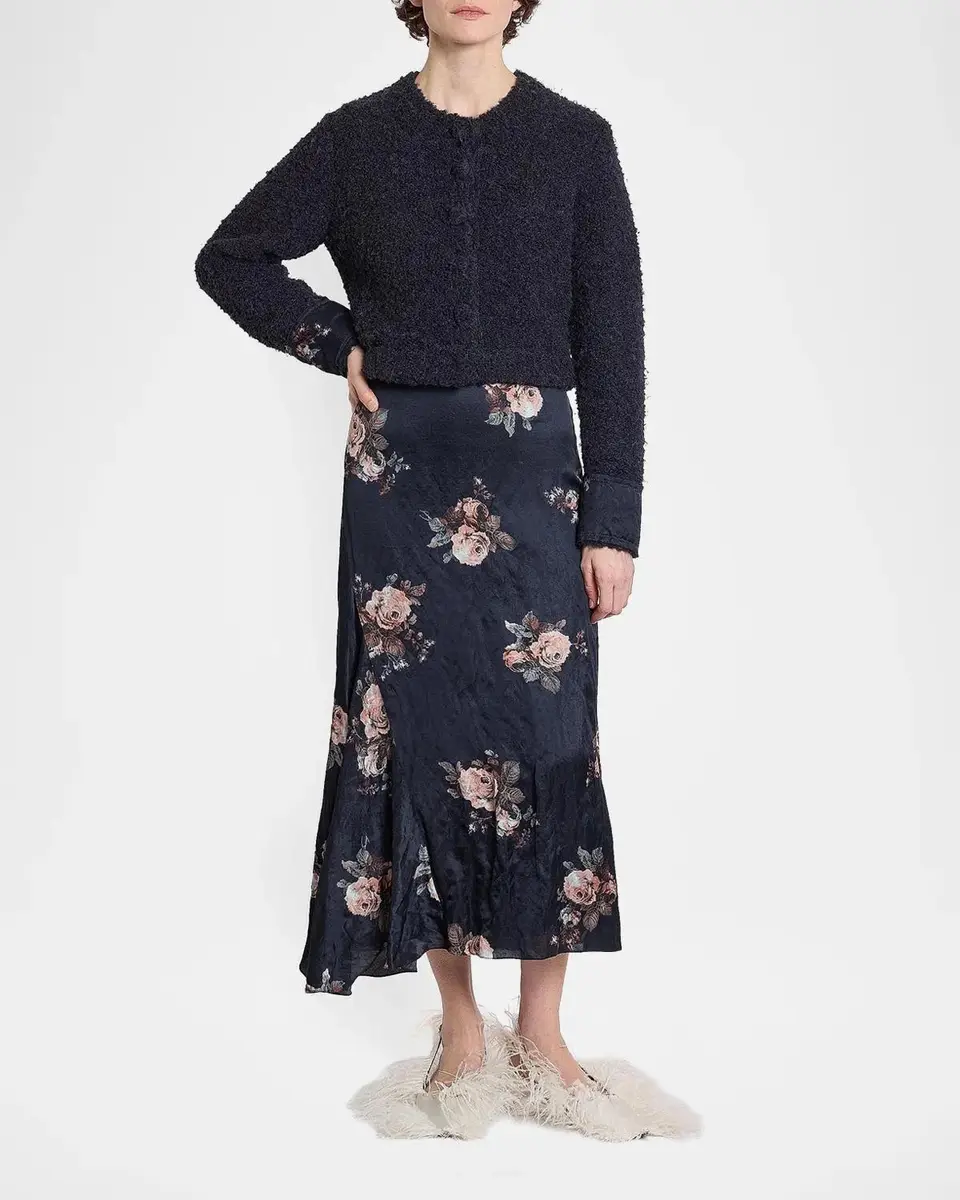 Erdem Bouclé Wool-Alpaca-Blend Crewneck Cardigan | Thumbnail 2