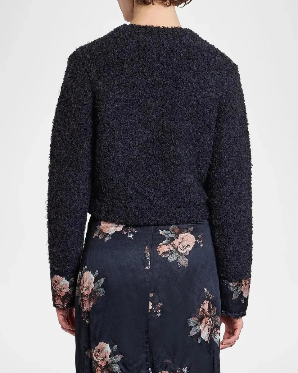 Erdem Bouclé Wool-Alpaca-Blend Crewneck Cardigan | Thumbnail 3