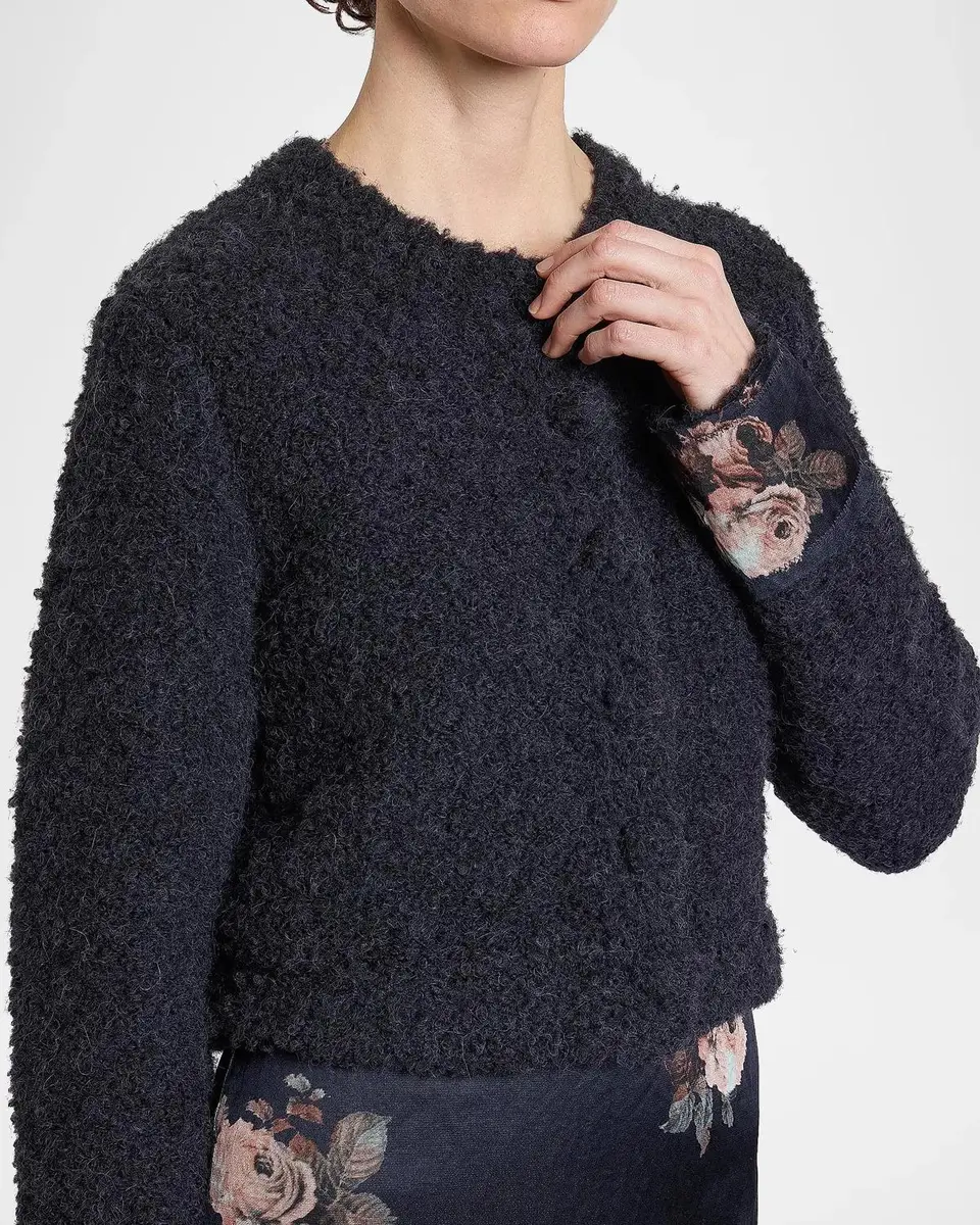 Erdem Bouclé Wool-Alpaca-Blend Crewneck Cardigan | Thumbnail 5