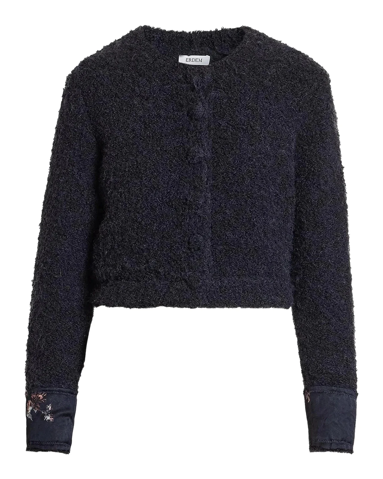 Erdem Bouclé Wool-Alpaca-Blend Crewneck Cardigan